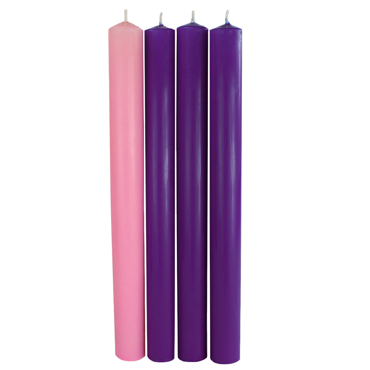 1.5" x 15" ADVENT TAPER CANDLES with 51% BEESWAX (3 Purple & 1 Pink)