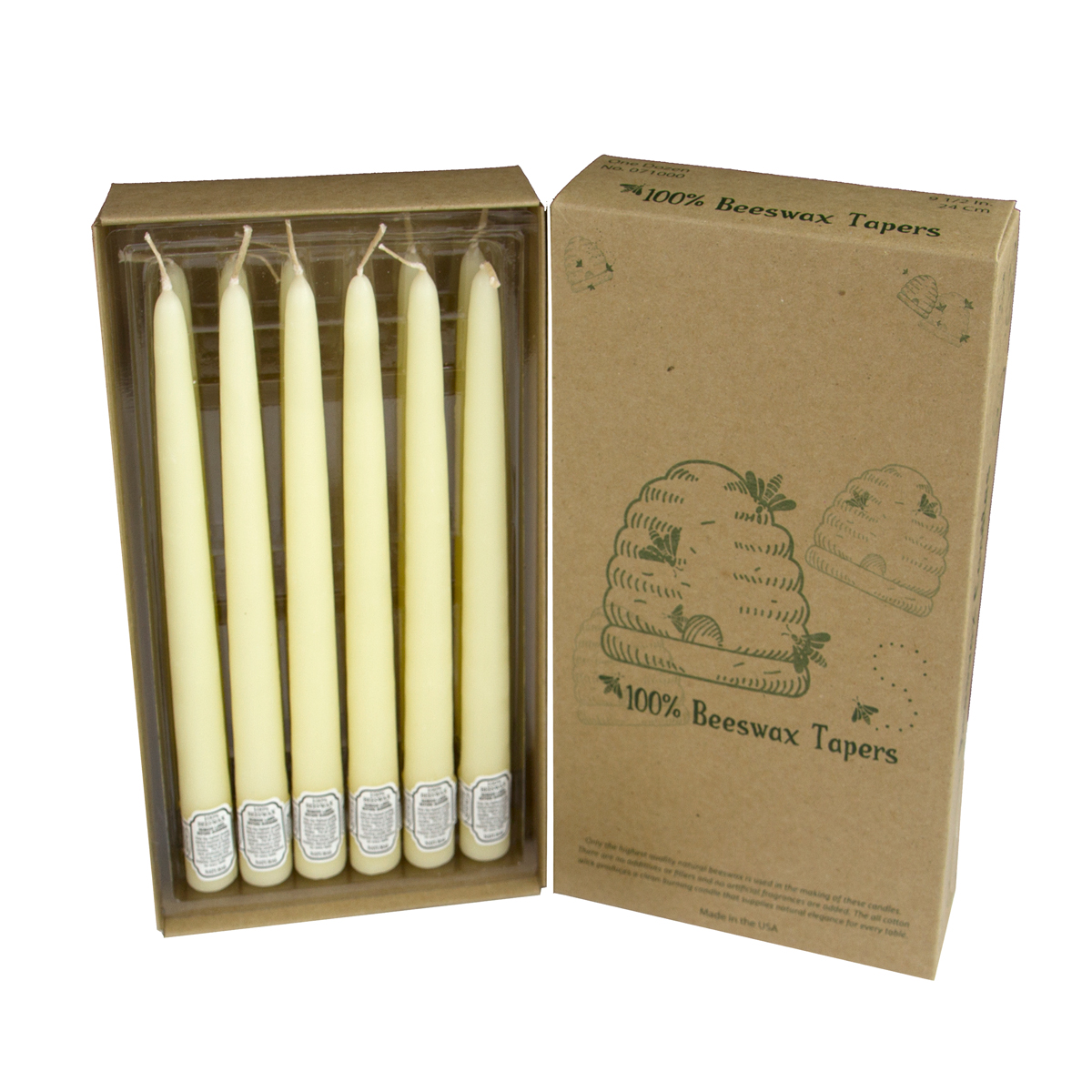 7.5 Inch Tall 100% Beeswax Tapers Candles 3/4 Inch Diameter Set of 2 