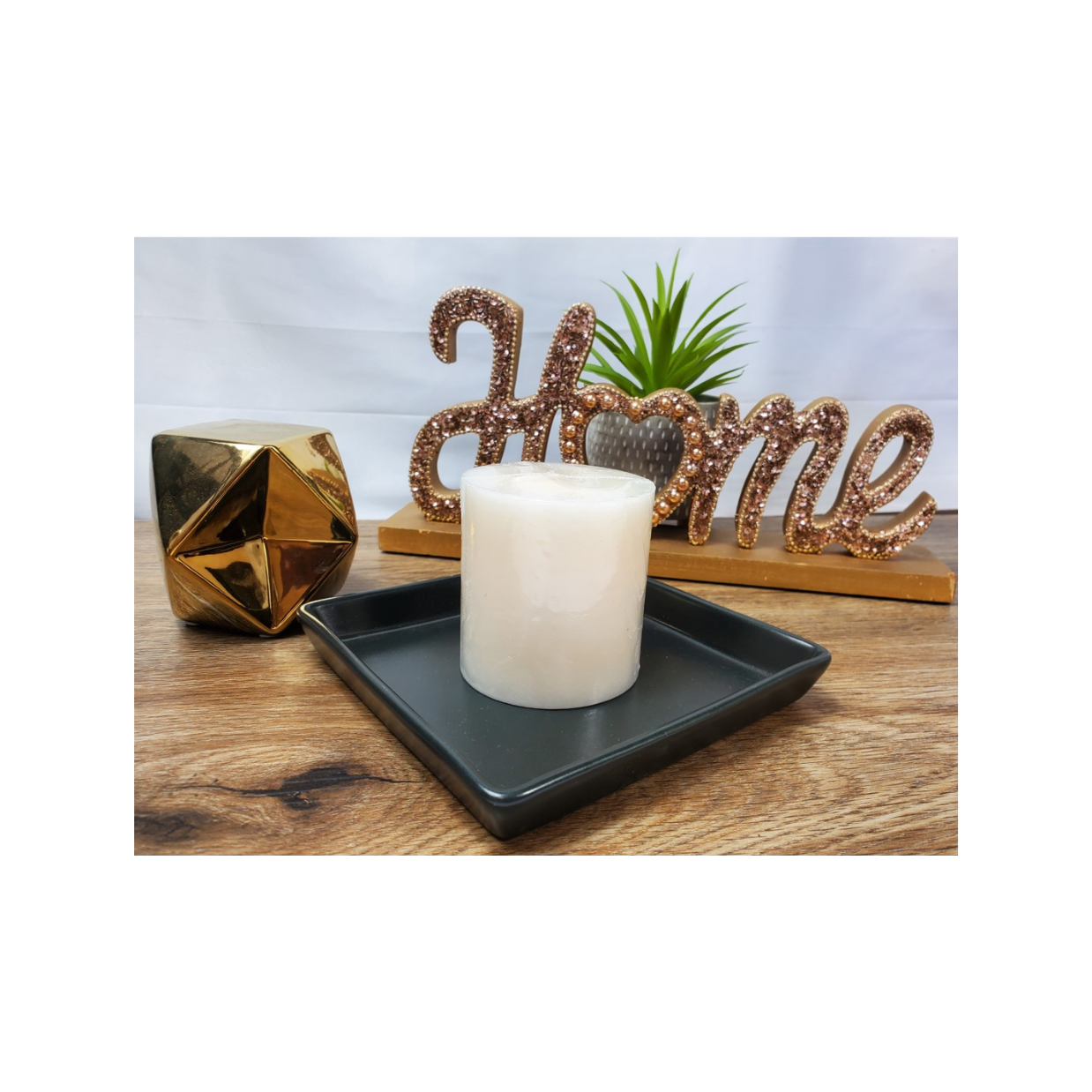 3 x 3 Ivory pillar candle in a tray fireside collection