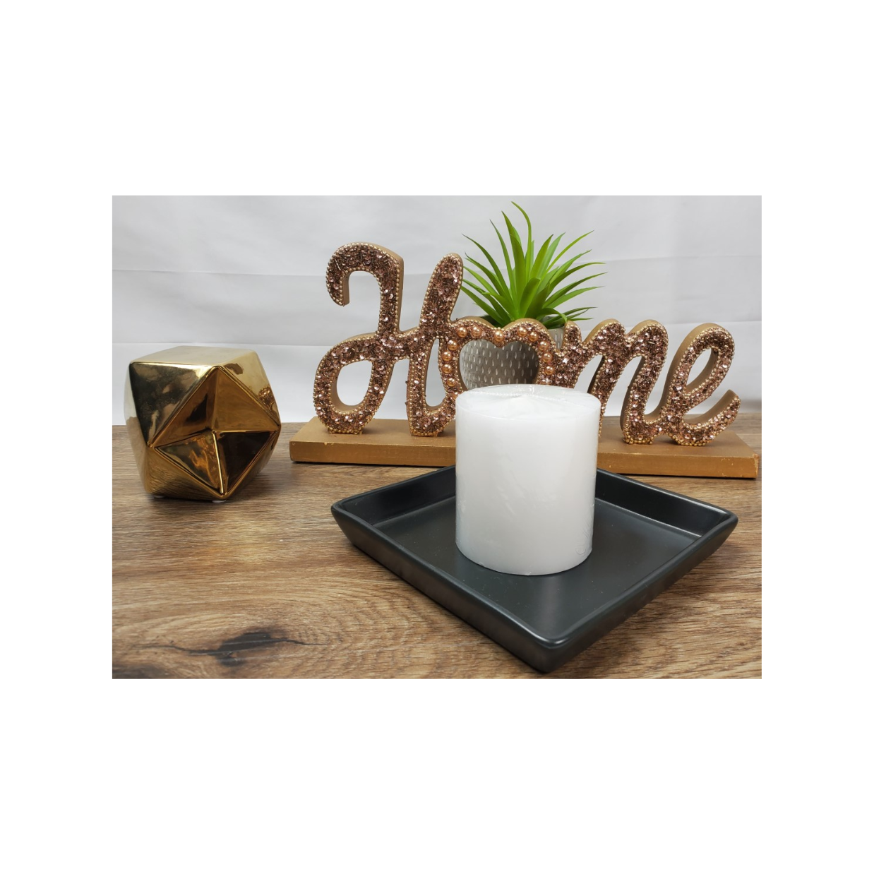 3 x 3 White pillar candle in a tray fireside collection