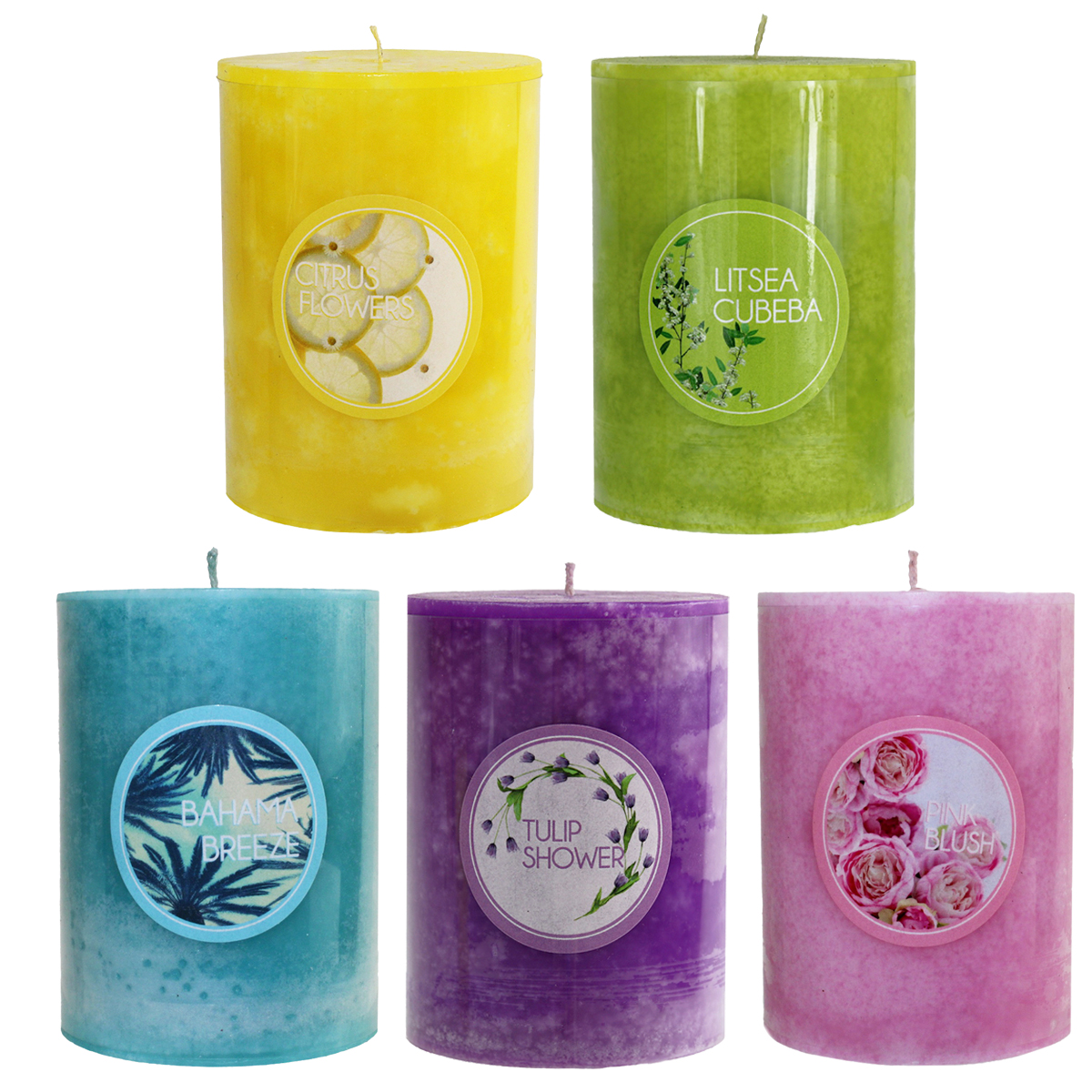 3" x 4" SCENTED MOTTLED PILLAR CANDLE