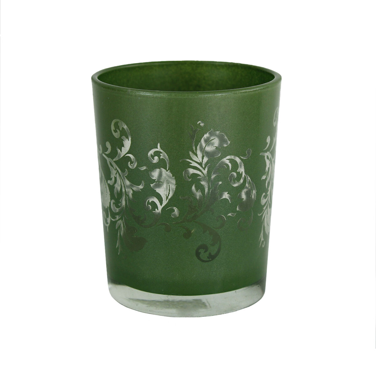 Glass Votive Candle Holder Green Ornate