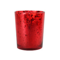 Glass Votive Candle Jar Rustic Red