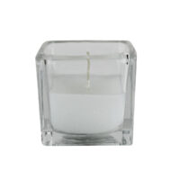 2" x 2" SQUARED GLASS FILLED UNSCENTED CANDLE