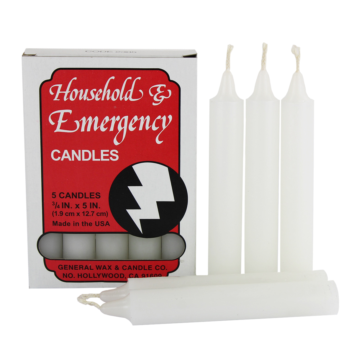 SHORT UTILITY HOUSEHOLD WHITE CANDLES (Pack of 5)
