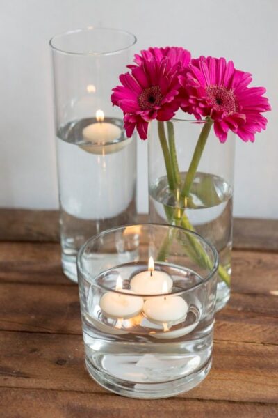 Decorative arrangement with floating candles