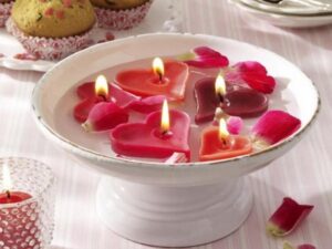 floating heart candles Decorative arrangement
