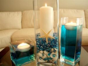 floating shell candles Decorative arrangement