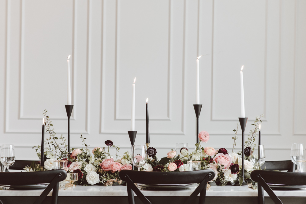 wedding decor with taper candles