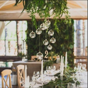 Wedding decoration with hanging tealight candles