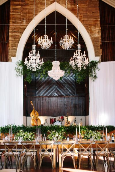 chandeliers and taper candles