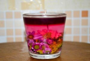 gel candle in a glass