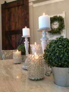 pillar candles with candle holders