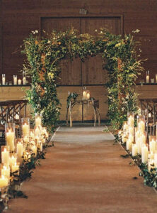 wedding Ceremony Aisle decoration with candles