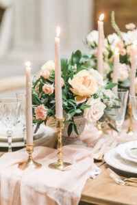 wedding centerpiece ideas with pink taper candles