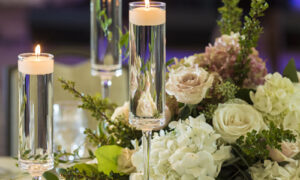 wedding decor with floating candles