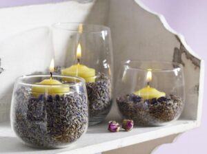 Candle decoration with seeds 