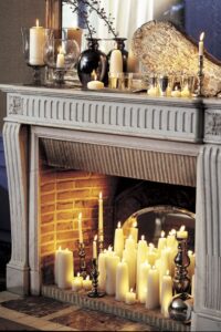 Fireplace decoration with candles