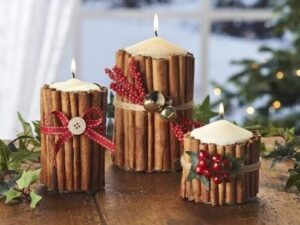 decorate Pillar candles with cinnamon