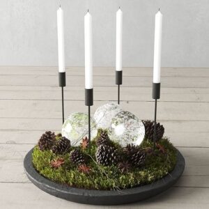 taper candle decoration on a tray