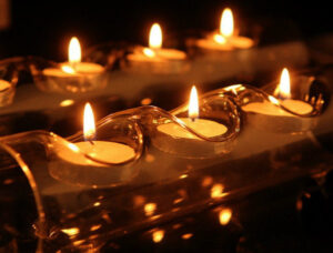 burning tealight candle