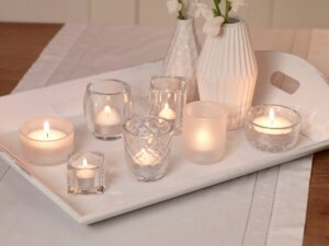 tealight candle decoration with tray