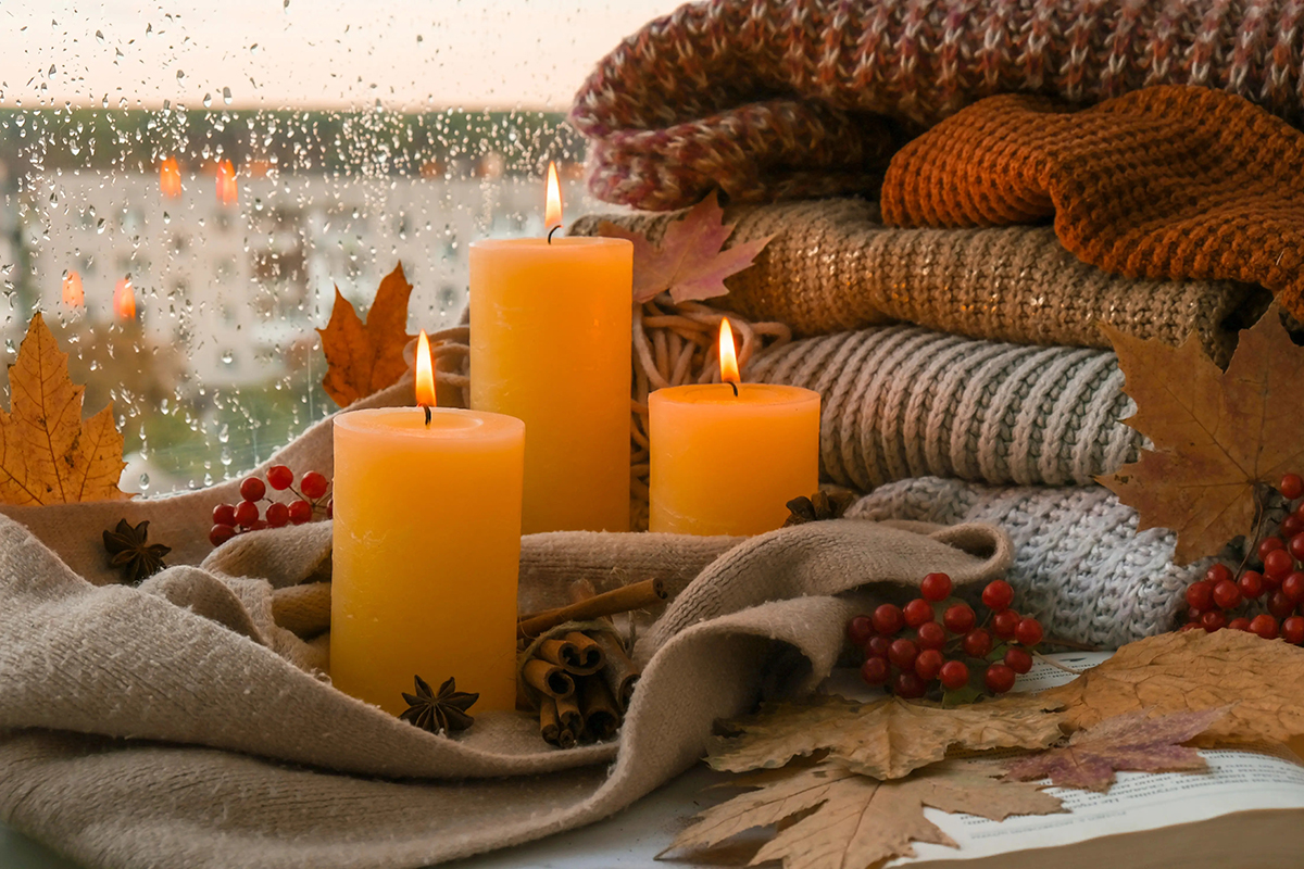 Eco-style fall candle decorations