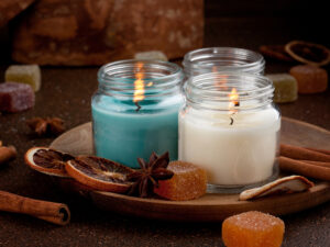 aroma therapy candles in jars