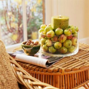 fall candle decoration with apples