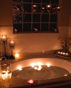 floating candles in bathroom decor 