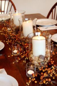tealight candle decor with nuts