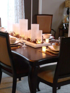 Thanksgiving table decor with pillar candles