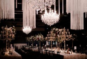 wedding hall decoration with candles