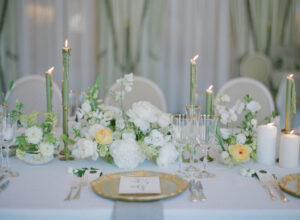wedding table decoration with taper candles