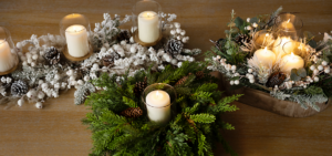  candles and spruce branches 