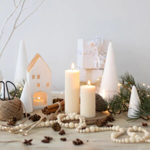 Christmas white candles decoration 