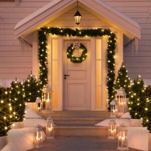 outdoor Christmas decorations with candles