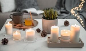 burning white scented candles