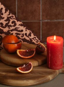 fruit scented pillar candle 