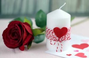 DIY Valentine’s Candle with rose
