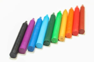rainbow colored wax crayons coloring candles 