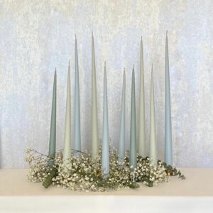 taper candles for interior with flowers 