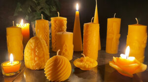 beeswax candles in different shapes