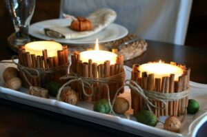 Cinnamon smell candles for romantic dinner