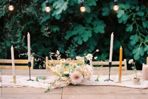 Taper candles for an outdoor dinner table