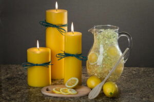 lemon smell pillar candles 