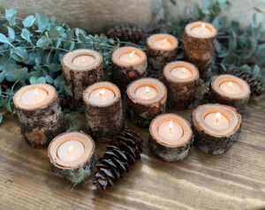 rustic outdoor candles decoration 