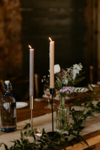 herbal taper candles in the dining room 