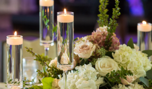 Floating candle wedding centerpiece