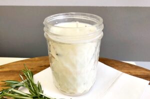 Rosemary scented candle in a jar 